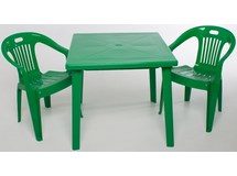 Комплект пластиковой мебели, квадратный стол и 2 кресла Комфорт-1, цвет: зеленый