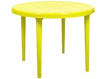 Стол круглый пластиковый, D 90 см, арт. 4737-130-0022-zheltyj, цвет: желтый