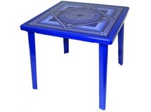 Стол квадратный с деколем Сапфир пластиковый, арт. 4737-130-0019-kvadratnyj-s-dekolem-Sapfir-sinij, цвет: синий