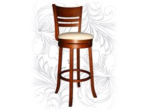 Барный деревянный стул 9393 вращающийся, кожзам: кремовый