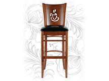 Барный деревянный стул 9131, кожзам: черный