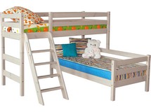 Кровать детская Соня 8 с наклонной лестницей (белая)
